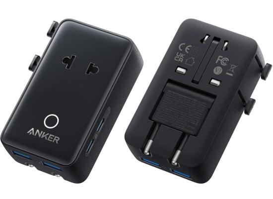 Anker Nano Travel Adapter, 5-Port Power Adapter with 1× 2-Pin AC, 2 USB A, 2 USB C for 20W, Smart Temperature Control, Works in 200+ Countries, not a Voltage Converter, Travel Essentials (1-Pack) - Black